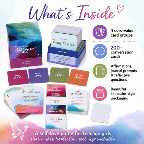 Vista 7 de Juego de amor propio para adolescentes Más de 200 tarjetas de conversación Preguntas profundas para inspirar autoestima, confianza, reflexión