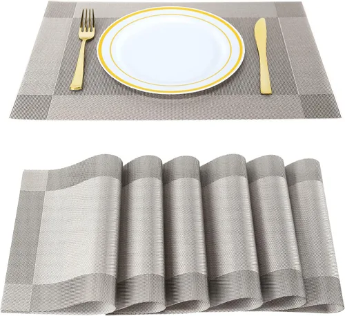 Vista 10 de Manteles individuales, manteles individuales para cocina, comedor, resistentes al calor, antideslizantes, lavables, de PVC, fáciles de limpiar