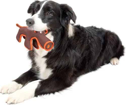 Vista 3 de Pet Life ® Animal Dura-Chew Reforzar Cosido Durable Resistente al Agua Peluche Masticar Tugging Perro Juguete Marrón