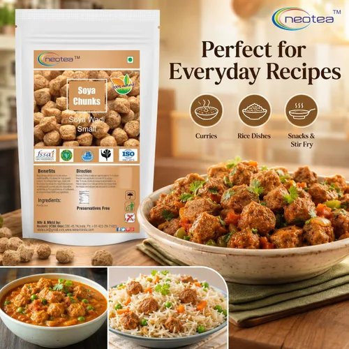 Vista 4 de Neotea Trozos de Soja Wadi Pequeño Soja Alta Proteína y Pura Vegetariana Soja Wadi 17.64 oz