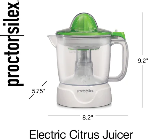 Vista 8 de Proctor Silex Exprimidor eléctrico de cítricos, 34 onzas., para naranja, limón, jugo de toronja, blanco & verde (66337)