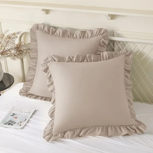 Vista 19 de KKJIAF Paquete de 2 fundas de almohada con volantes de 18 x 18 pulgadas
