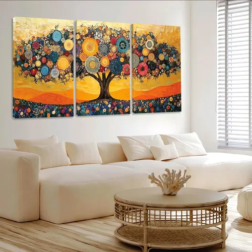 Vista 2 de Lienzo decorativo para pared, diseño de árbol de la vida, impresiones de estilo Gustav Klimt, arte abstracto del árbol de la vida, póster inspirado