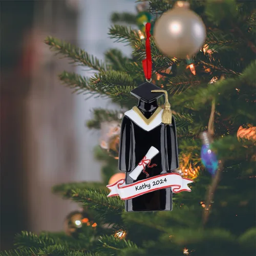Vista 2 de MAXORA Adorno de Navidad personalizado de graduación, adorno de árbol de Navidad de graduado, regalo de graduación de felicitaciones, adorno