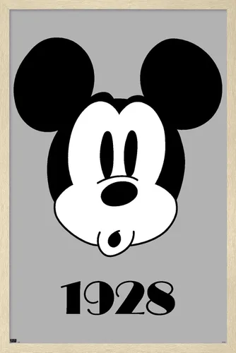 Vista 7 de Trends International Disney Mickey Mouse - Póster de pared con diseño de cara, 22.4 pulgadas de largo x 14.7 pulgadas, versión enmarcada en madera
