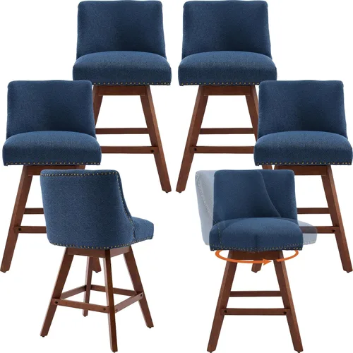 Vista 26 de Juego de 2 taburetes de bar giratorios modernos, taburetes de bar de 26.6 pulgadas de altura de mostrador beige con respaldo para isla de cocina