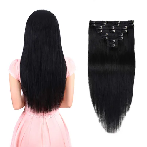 Vista 10 de Extensiones de cabello humano real con pinzas, 12 pulgadas, 2.89 oz, 8 piezas de extensiones de cabello Remy para mujer, color marrón medio