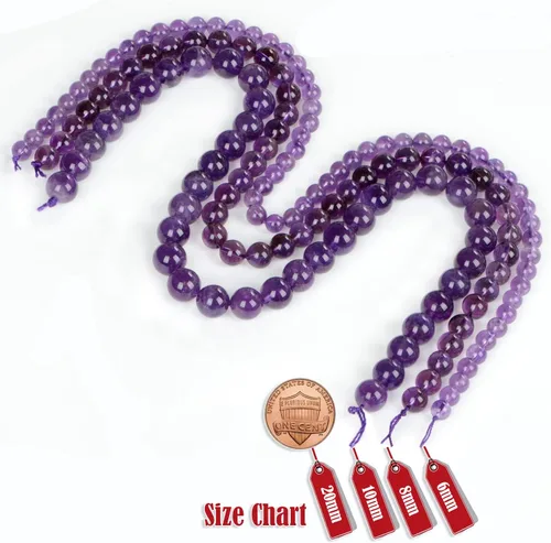 Vista 6 de 200 cuentas redondas sueltas de piedra preciosa de amatista natural de 6mm para fabricación de joyas con cordón elástico de cristal