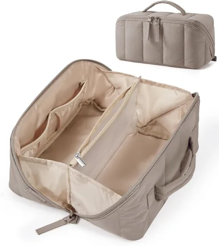Vista 23 de BAGSMART Bolsa de Maquillaje de Viaje para Mujeres, Estuche Cosmético Portátil Resistente al Agua, Organizador de Maquillaje Acolchado Abultado
