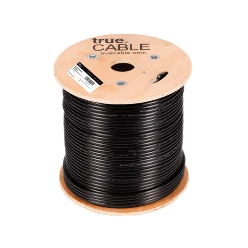Vista 3 de TRUE CABLE Cable Ethernet Cat6 a granel para exteriores, blindado F/UTP, 500 pies, negro, resistente a los rayos UV, chaqueta OSP, cobre sólido