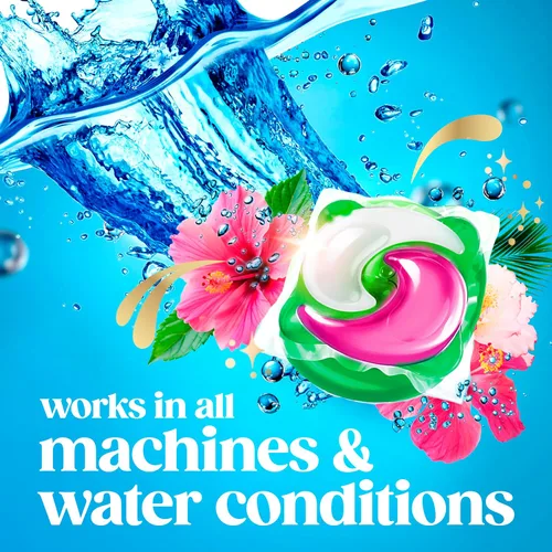 Vista 11 de Gain Super Flings - Cápsulas de detergente para ropa, 45 unidades, aroma Hibiscus Hula, cápsulas de detergente de lavado irresistiblemente limpias