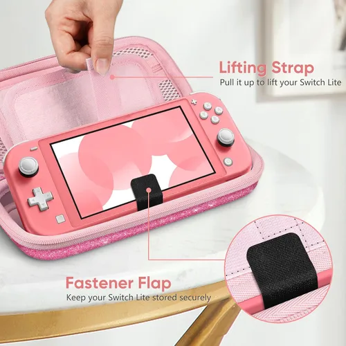 Vista 6 de FINTIE Carrying Case for Nintendo Switch Lite 2019, [Shockproof] Hard Shell Protective Cover Travel Bag with Game Card & Micro SD Card Slots for
