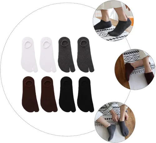 Vista 9 de Holibanna 4 pares de sandalias casuales unisex con puntera dividida para hombres y mujeres, calcetines elásticos de color mixto, talla única