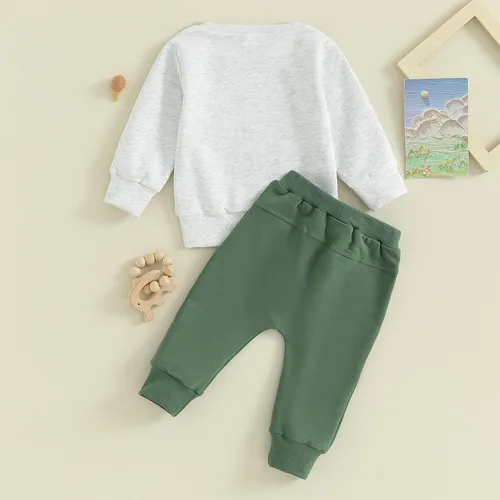 Vista 4 de Gueuusu Conjunto de 2 piezas de sudadera de manga larga para bebé niño y niño pequeño