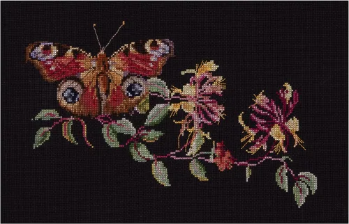 Vista 5 de Thea Gouverneur - Kit de punto de cruz con diseño de mariposa-Budlea - Aida - 18 unidades - Kit de bordado para adultos - Hilos de bordado DMC