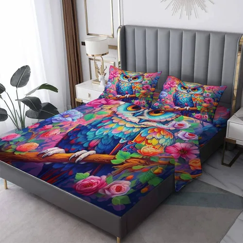 Vista 17 de Juego de sábanas abstractas tamaño individual, sábanas de microfibra suave, bolsillo profundo, sábanas y fundas de almohada estampadas sin arrugas