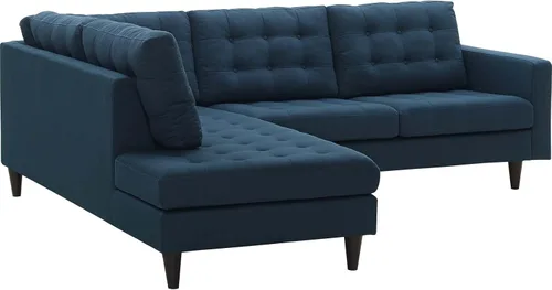 Vista 5 de Modway EEI-2798-AZU Empress Sofá seccional moderno de tela tapizada de mediados de siglo orientado a la izquierda en azul