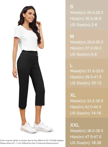 Vista 6 de Tapata Pantalones de vestir capri para mujer, de 19 a 20.5 pulgadas, elásticos, de cintura alta, pantalones de trabajo de oficina, pantalones capri