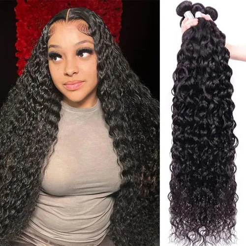 Vista 14 de Paquetes de cabello humano onda de agua 4 paquetes 10 12 14 16 pulgadas 10A brasileño virgen rizado profundo paquetes 100% sin procesar mojado