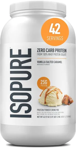 Vista 16 de Isopure Zero Carb 100% Proteína Pura de Suero Aislado en Polvo, Libre de Lactosa, Libre de Gluten, Con Vitaminas, Crema de Plátano, 25g de Proteína