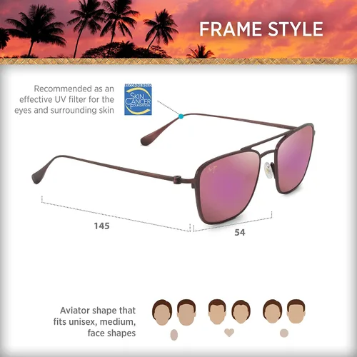 Vista 6 de Maui Jim Ebb Flow - Gafas de sol de aviador de ajuste asiático