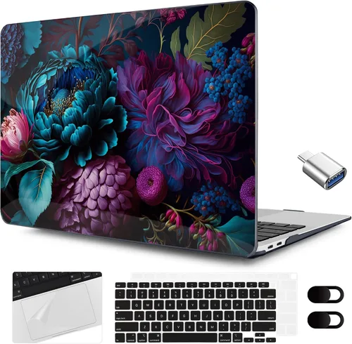 Vista 11 de MEEgoodo Funda para MacBook Air de 13.3 pulgadas 2021 2020 2019 2018 A2337 M1 A2179 A1932, carcasa para laptop para MacBook Air M1 con cubierta
