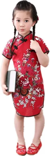 Vista 6 de Vestido de bebé para niñas, de Año Nuevo, Qipao, vintage, china, cheongsam, disfraz de princesa, ropa de algodón