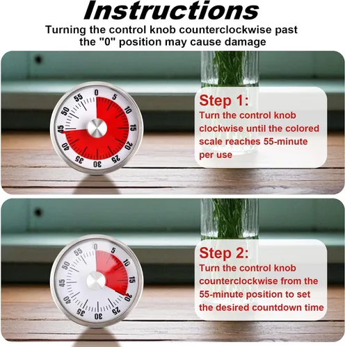 Vista 5 de Temporizador mecánico de cocina para cocinar, tiempo visual de cuerda para niños, temporizador magnético con soporte trasero, reloj de cuenta