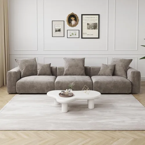 Vista 10 de JACH Sofás Seccionales de Pana para Sala de Estar, Sofá Seccional Modular con Otomanas Chaise, Fundas de Cojines Removibles, Sofá Cama Moderno