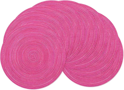 Vista 35 de SHACOS Juego de 4 manteles individuales redondos lavables de 15 pulgadas, de algodón, poliéster, trenzados, para mesa de comedor, boda, decoración