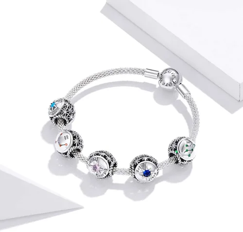 Vista 3 de FAEFASH - Abalorio para pulsera de plata de ley 925 con forma de estrella, 12 constelación de horóscopo para pulsera Pandora, cumpleaños para mujer