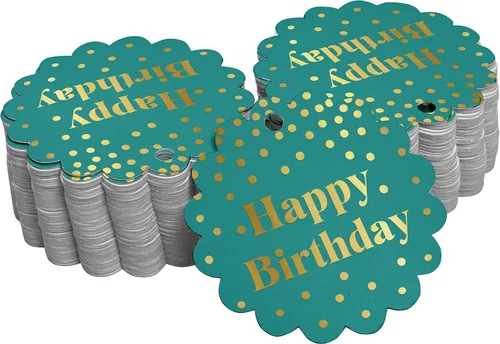 Vista 42 de Etiquetas de papel para colgar con texto en inglés «Happy Birthday» (50 unidades)