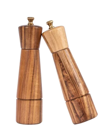 Vista 10 de Molinillo de pimienta, molinillo de pimienta con acero inoxidable ajustable, madera de acacia, 8 pulgadas/8.7 in de altura, diámetro inferior: 2.2