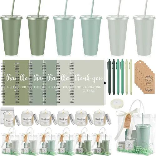 Vista 22 de Nuogo - Juego de 2 premios de ducha para padres para adultos, regalo de despedida de soltera, vaso de plástico, cuaderno con vela perfumada, bolsa