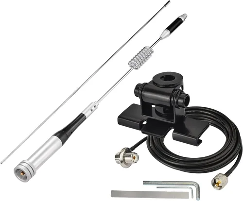 Vista 8 de Bingfu Antena de radio móvil de radioaficionado VHF UHF 136-174MHz 400-470MHz Radio aficionado Radio de dos vías Antena de radio con soporte fijo