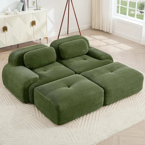 Vista 57 de Juego de sofás seccionales sin hueso de 117 pulgadas para sala de estar, modular en forma de L y sofá de 3 plazas con asiento profundo, almohadas