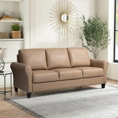 Vista 2 de Pemberly Row Sofá tapizado de microfibra de transición, 78.75 pulgadas de ancho, acabado gris oscuro, marco y patas de madera, asiento cómodo