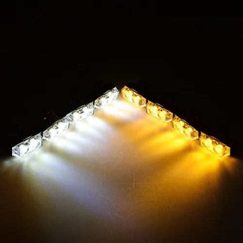 Vista 7 de 4 barras de luz estroboscópica ámbar + 4 luces estroboscópicas ámbar de advertencia de emergencia, 10 modos intermitentes para automóvil, SUV
