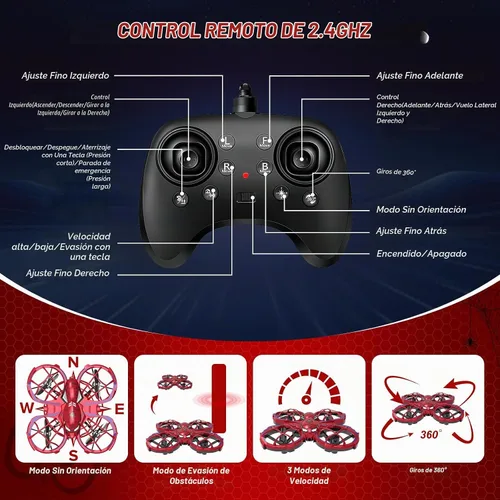 Vista 7 de Spider Mini Drone para niños principiantes – Lanzar para volar RC Quadcopter con luces LED, 2 baterías, sin cabeza, modo de 3 velocidades, giros 3D