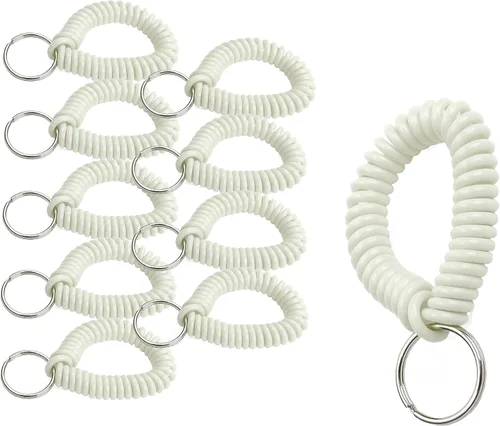 Vista 40 de Lucky Line - Resorte de muñeca en espiral de 2 pulgadas de diámetro con llavero de acero, multicolor, pulsera flexible para muñeca, se estira hasta