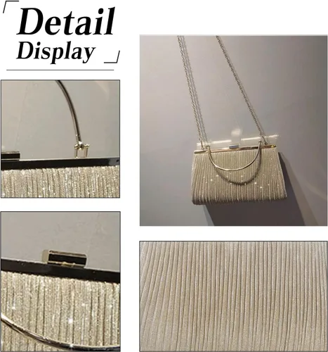 Vista 5 de Bolso de mano para mujer, con lentejuelas y brillantina, bolso encantador para novia, boda, elegante bolso cruzado