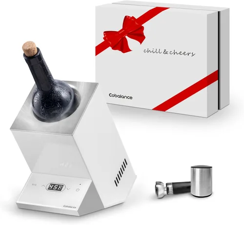Vista 10 de Cobalance Enfriador de vino eléctrico, enfriador de una sola botella para vino de 25.4 fl oz o algo de champán, refrigeradores portátiles que