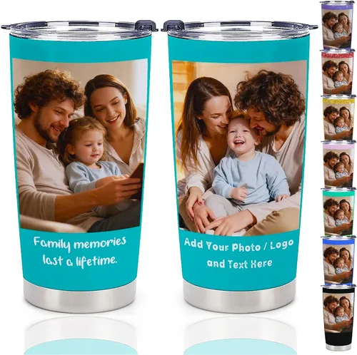 Vista 15 de Taza personalizada con foto y texto para hombres y mujeres, regalo para papá, mamá, familias y amigos, taza de viaje con foto e imagen