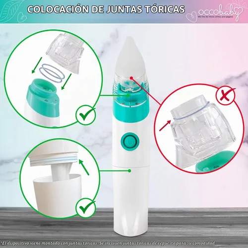 Vista 4 de OCCObaby Kit de accesorios de aspirador nasal de batería - Kit de repuesto de chupón de nariz OCCObaby