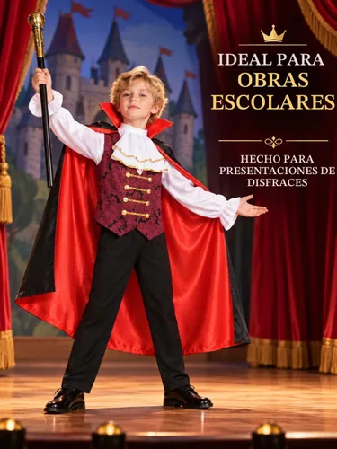 Vista 5 de HOMELEX Disfraz de vampiro infantil para niño, disfraz rojo de Halloween para niños