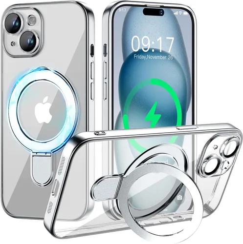 Vista 83 de Funda magnética para iPhone 14 Pro con soporte invisible [compatible con MagSafe] [protector completo de lente de cámara]