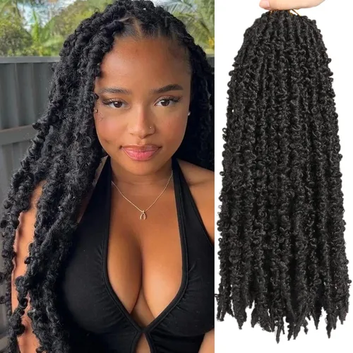 Vista 10 de Leeven Cabello de ganchillo de 12 pulgadas de color marrón mariposa 30#