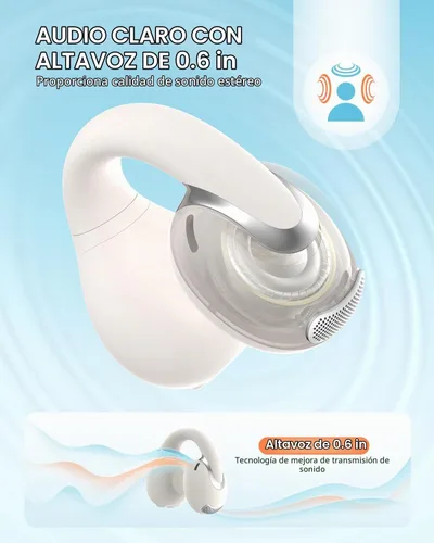 Vista 3 de Jzones Auriculares inalámbricos con clip de oreja abierto, Bluetooth 5.4, ligeros, cómodos, deportivos, de conducción ósea, micrófono integrado