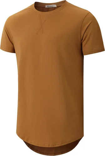 Vista 39 de KLIEGOU Camiseta larga 100% algodón para hombre, preencogida, suave 66 Gris Azul