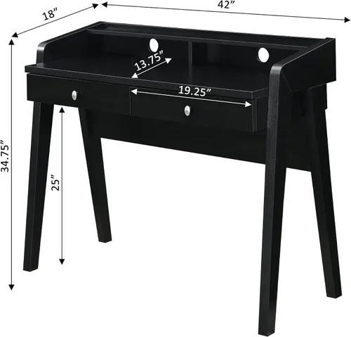 Vista 9 de Convenience Concepts Newport Deluxe - Escritorio con 2 cajones y estante, color negro